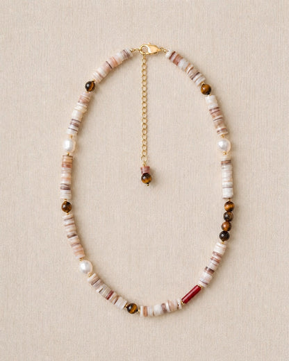 Seagrape Shell Tiger's Eye Pearl Necklace