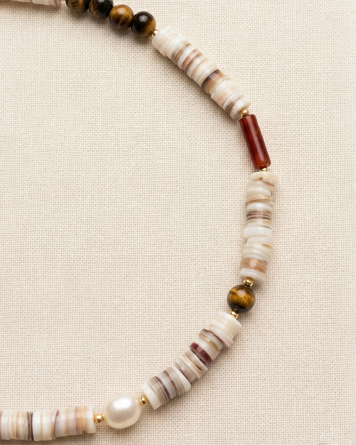 Seagrape Shell Tiger's Eye Pearl Necklace