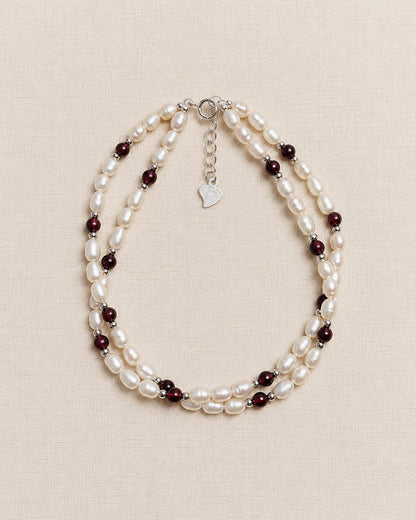 Hibiscus Garnet Pearl Bracelet