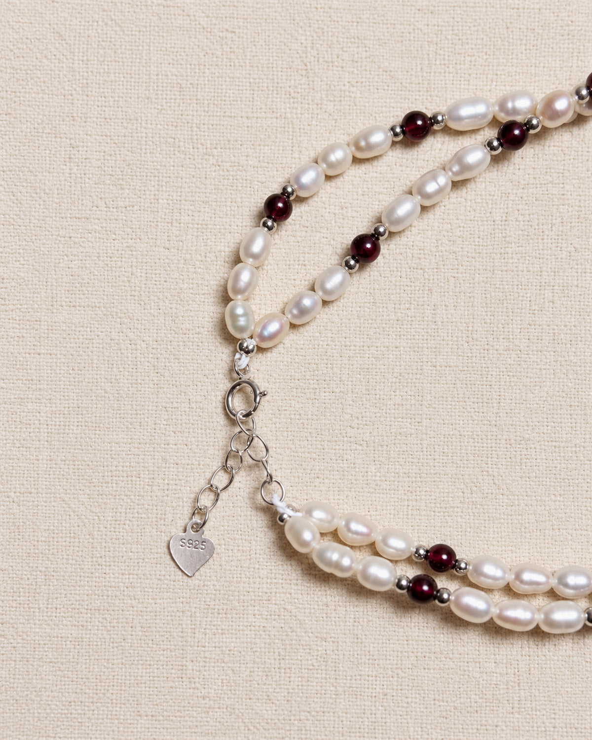 Hibiscus Garnet Pearl Bracelet