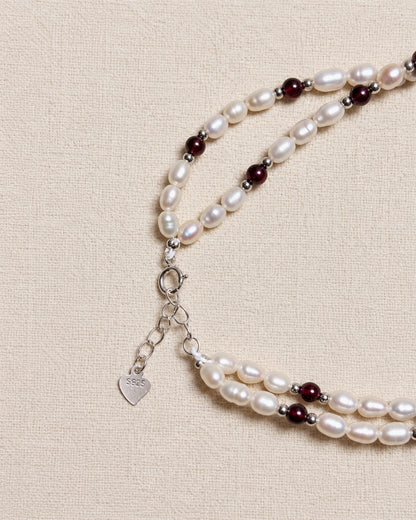 Hibiscus Garnet Pearl Bracelet
