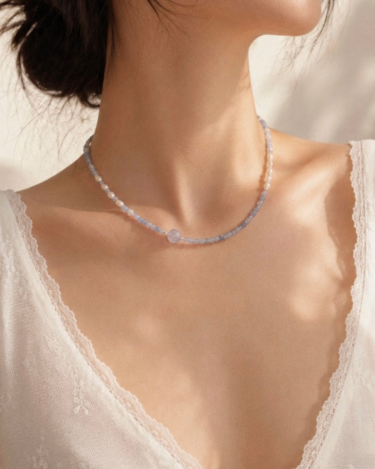 Plumbago Aquamarine Pearl Necklace