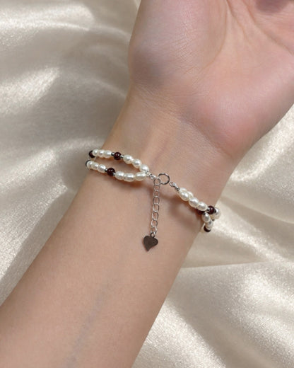 Hibiscus Garnet Pearl Bracelet