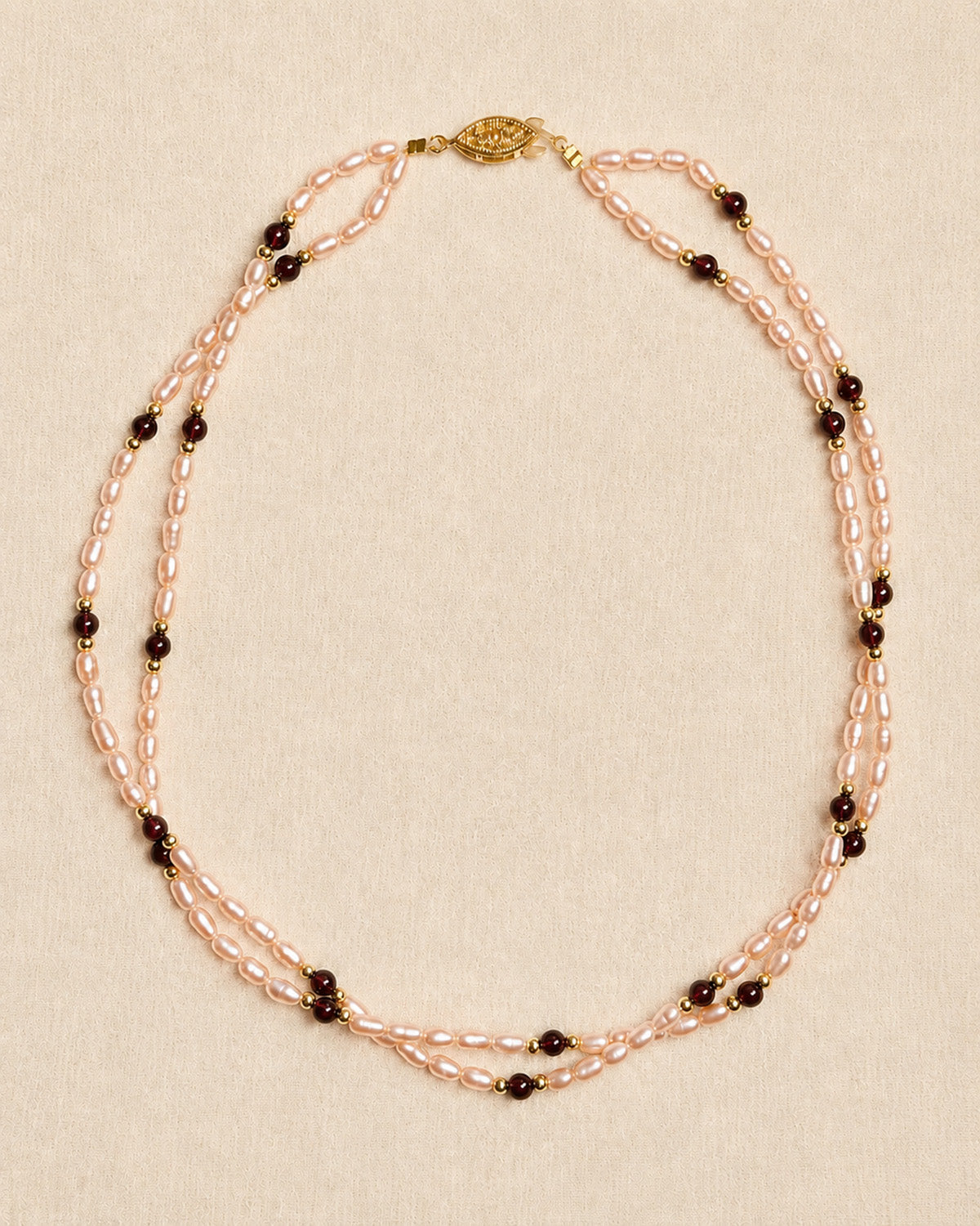 Hibiscus Garnet Pearl Necklace