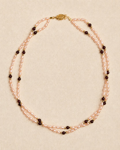 Hibiscus Garnet Pearl Necklace